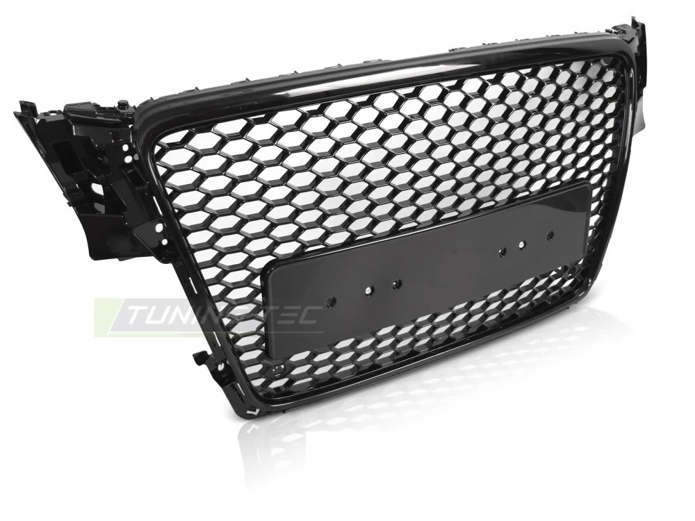 Grill Audi A4 B8 (2008–2011) Sport Glossy Svart med PDC - GRAU97