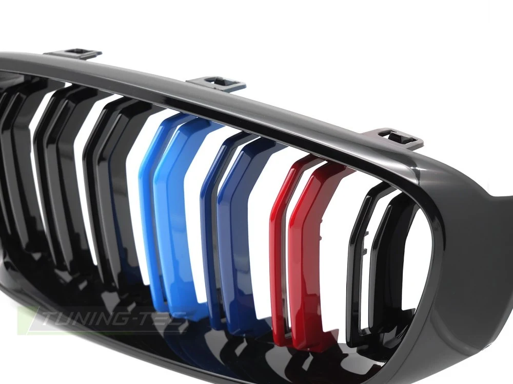 Grill BMW 3 Gran Turismo F34 2013-2017 Glossy Sort Tri-Colour Dobbel Pinne - GRBMR4