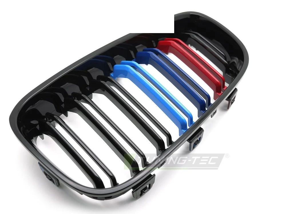Grill BMW 3 Gran Turismo F34 2013-2017 Glossy Sort Tri-Colour Dobbel Pinne - GRBMR4