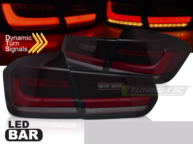 Baklykter BMW 3-Serie F30 (2011–2018) LED Bar Sekvensiell Rød Tonet - LDBMJ9