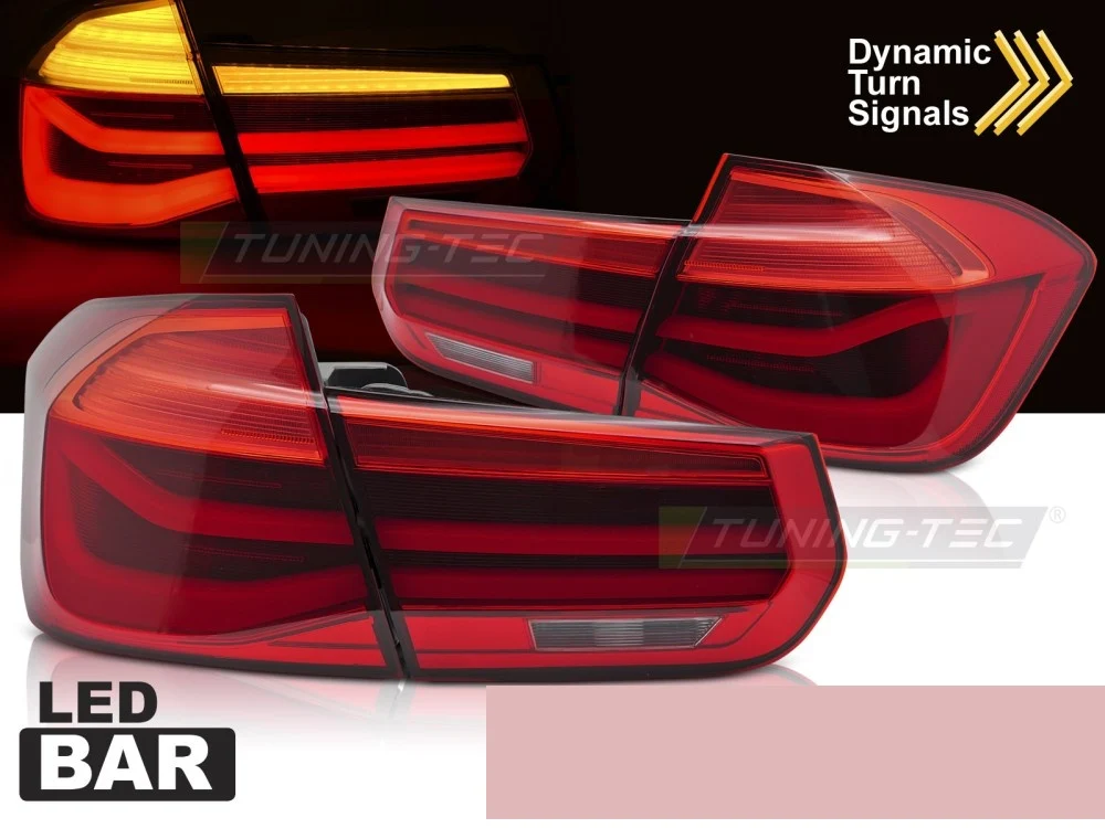 Baklykter BMW 3-Serie F30 (2011–2018) LED Bar Sekvensielle Røde - LDBMK7