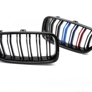Grill BMW 3 Serie F30/F31 11-18 - Sport Tri-Colour Dobbel Bar Blank Svart