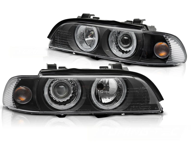Frontlykter BMW 5-Serie E39 LCI 00-03 - Angel Eyes Svart Xenon
