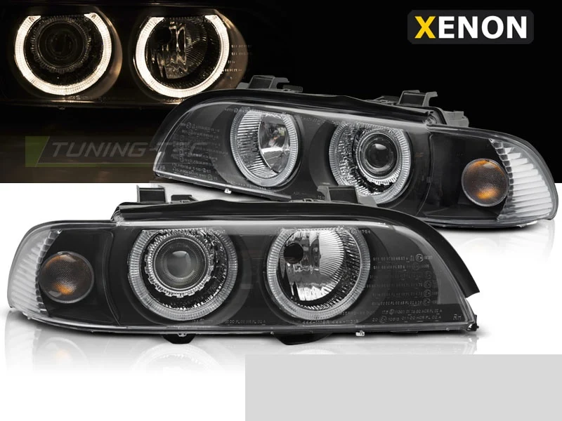 Frontlykter BMW 5-Serie E39 LCI 00-03 - Angel Eyes Svart Xenon