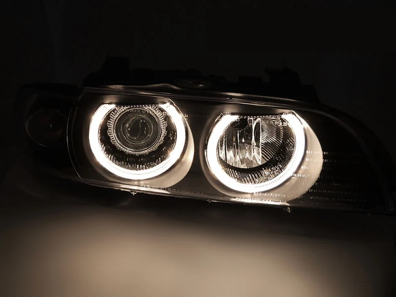 Frontlykter BMW 5-Serie E39 LCI 00-03 - Angel Eyes Svart Xenon
