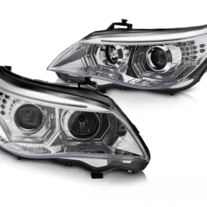 Frontlykter BMW 5-Serie E60/E61 03-10 - Angel Eyes LED 3D Krom