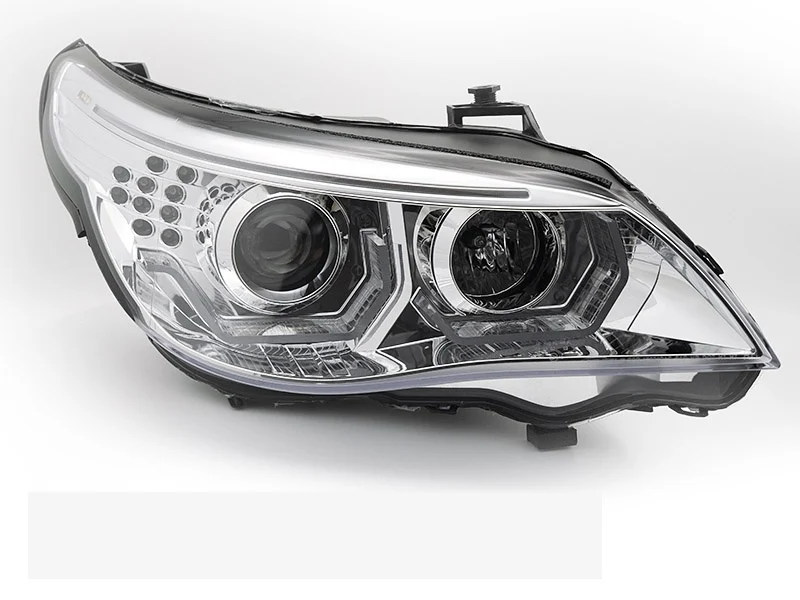Frontlykter BMW 5-Serie E60/E61 03-10 - Angel Eyes LED 3D Krom