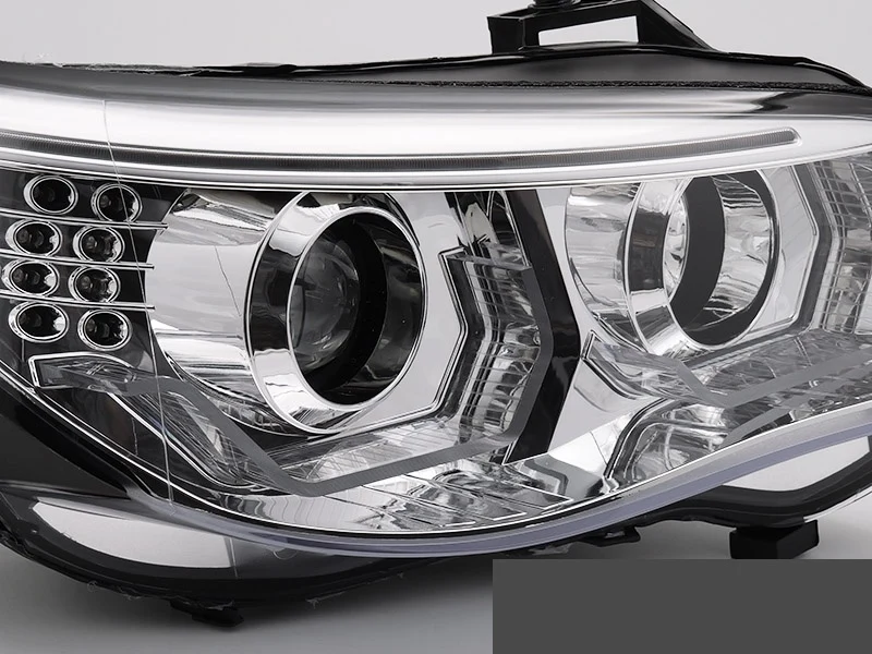 Frontlykter BMW 5-Serie E60/E61 03-10 - Angel Eyes LED 3D Krom
