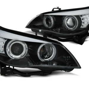 Frontlykter BMW 5-Serie E60/E61 (2005–2007) Angel Eyes Svart LED Blinklys - LPBMP0