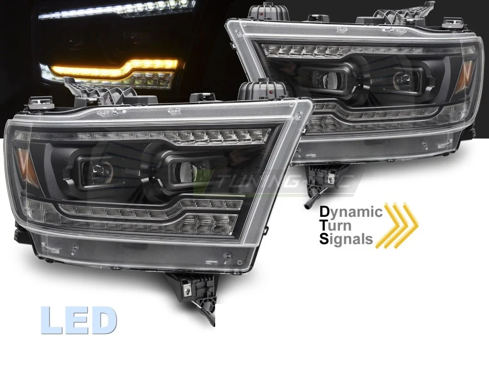 Frontlykter Dodge Ram (2019–2022) Full LED Svart - LPDO47