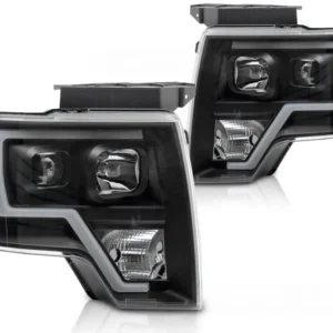 Frontlykter Ford F150 MK12 (2008–2014) Tube Light Svart - LPFOB2