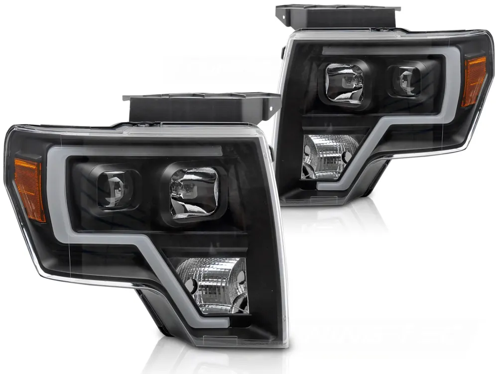 Frontlykter Ford F150 MK12 (2008–2014) Tube Light Svart - LPFOB2