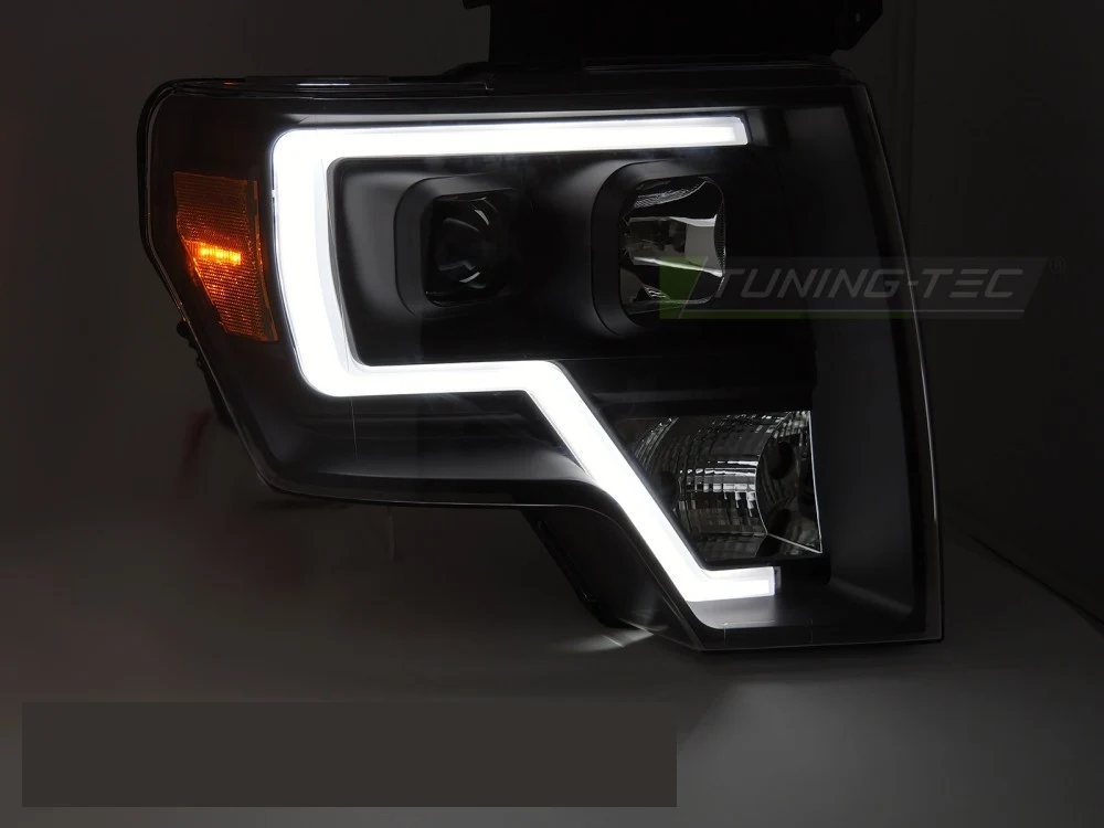 Frontlykter Ford F150 MK12 (2008–2014) Tube Light Svart - LPFOB2