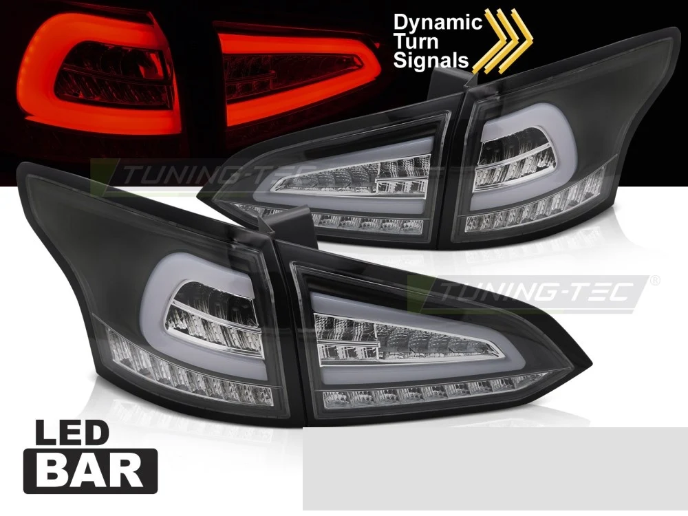 Baklykter Ford Focus MK3 Stasjonsvogn (2011–2018) LED Sekvensiell Svart - LDFO80