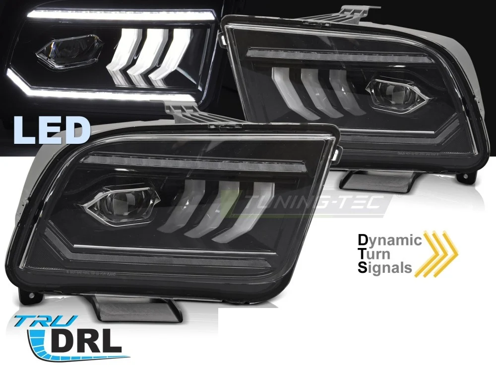 Frontlykter Ford Mustang (2004–2009) Tube LED Svart - LPFO99
