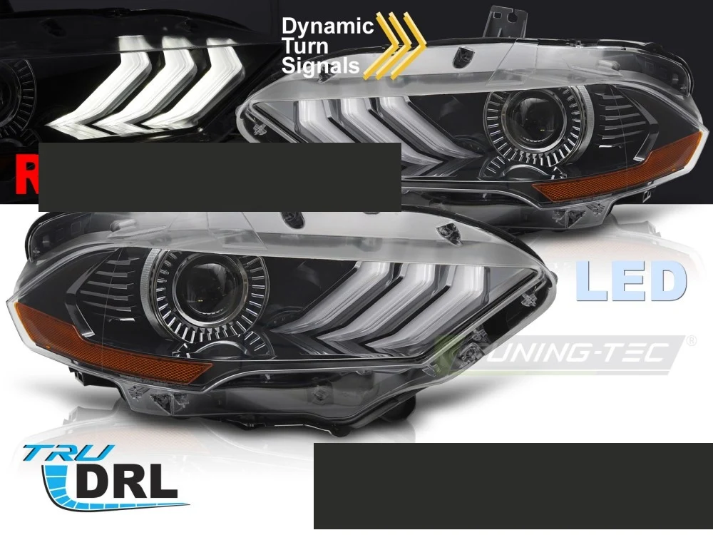 Frontlykter Ford Mustang (2018–2021) LED RGB DRL Svart - LPFO96