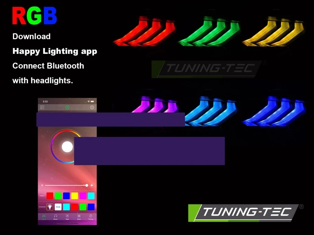 Frontlykter Ford Mustang (2018–2021) LED RGB DRL Svart - LPFO96