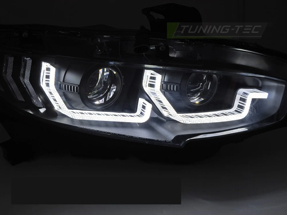 Frontlykter Honda Civic X (2016–2021) DRL Sekvensiell Svart - LPHO34