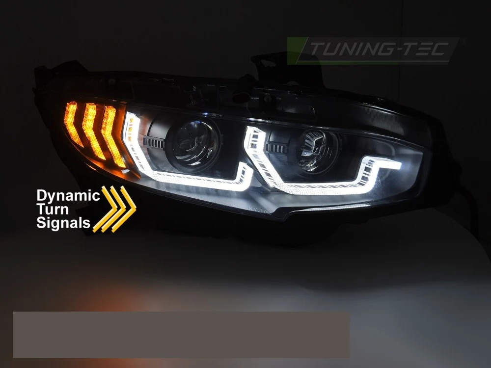Frontlykter Honda Civic X (2016–2021) DRL Sekvensiell Svart - LPHO34