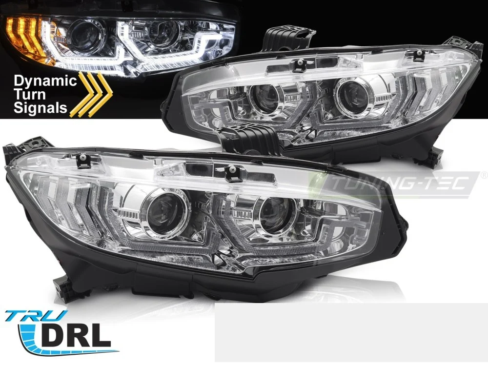 Frontlykter Honda Civic X (2016–2021) Krom DRL Sekvensiell - LPHO33