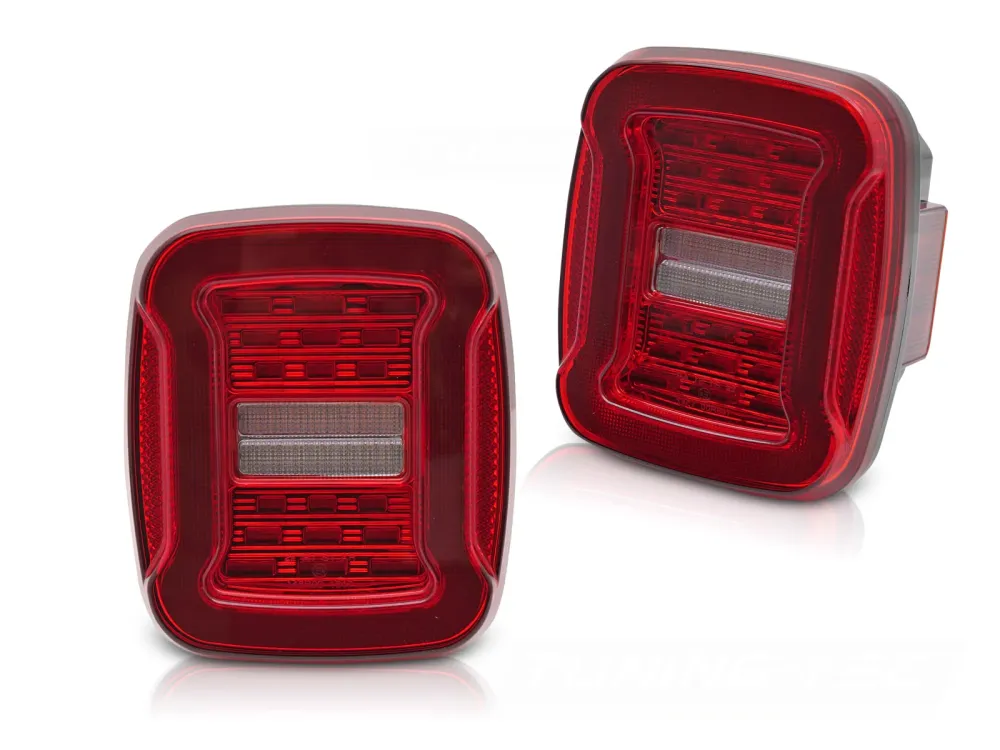 Baklykter Jeep Wrangler YJ/TJ (1991–2006) LED Rød/Hvit - LDCH44