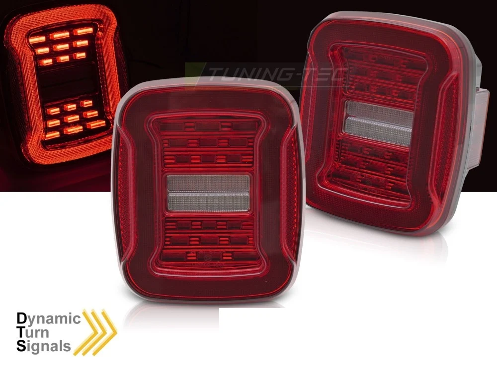 Baklykter Jeep Wrangler YJ/TJ (1991–2006) LED Rød/Hvit - LDCH44