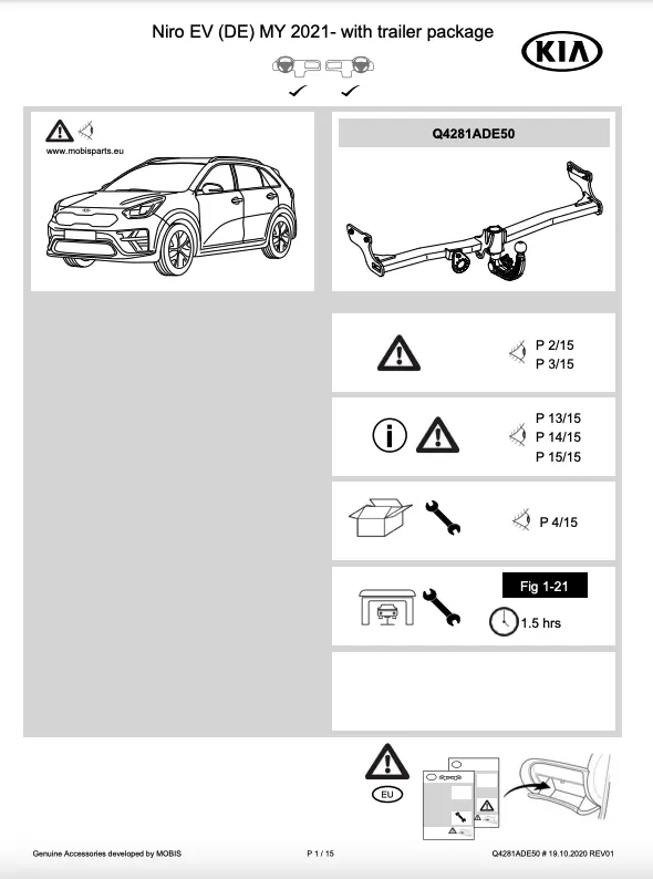 Tilhengerfeste Kia e-Niro I (2018-2022) – avtagbart | Kia