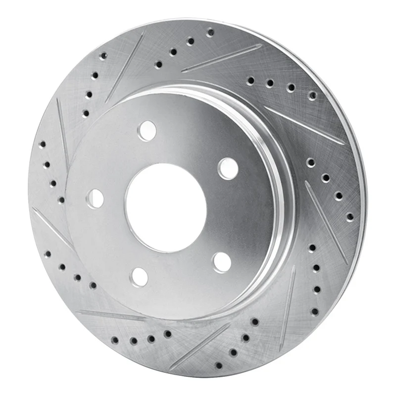 R1 02-24 Dodge Ram 1500 Front Left Drilled & Slotted Silver Brake Rotor