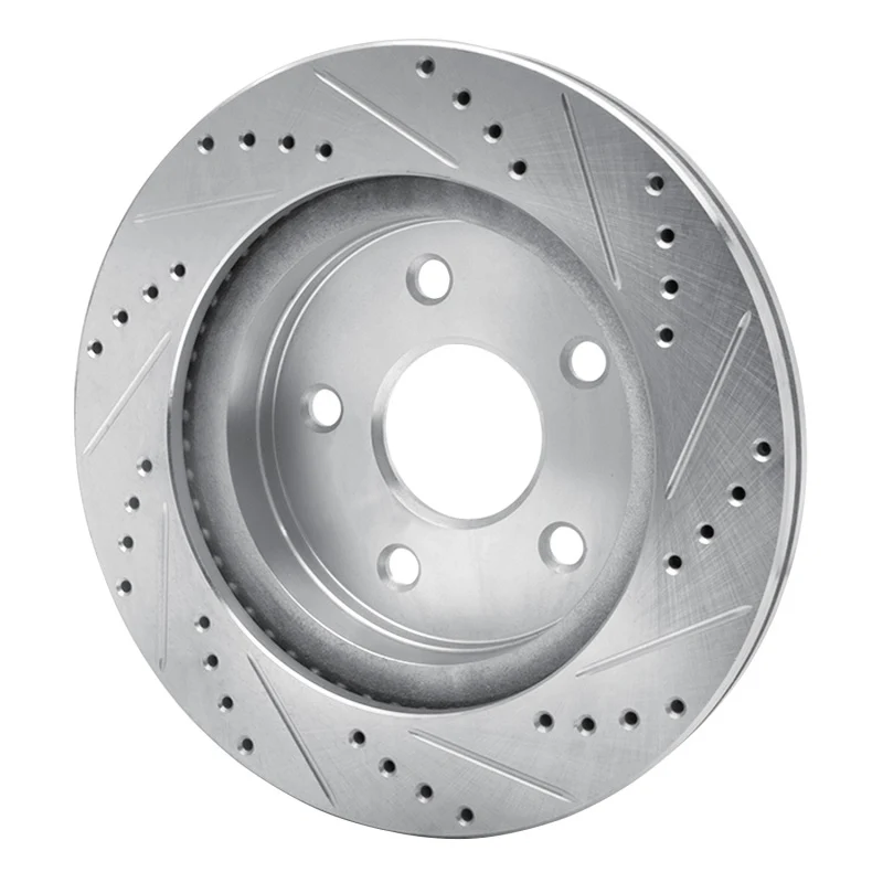 R1 02-24 Dodge Ram 1500 Front Left Drilled & Slotted Silver Brake Rotor
