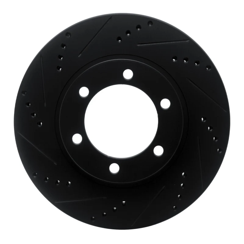 R1 03-09 Lexus GX470 Front Left Drilled & Slotted Black Brake Rotor
