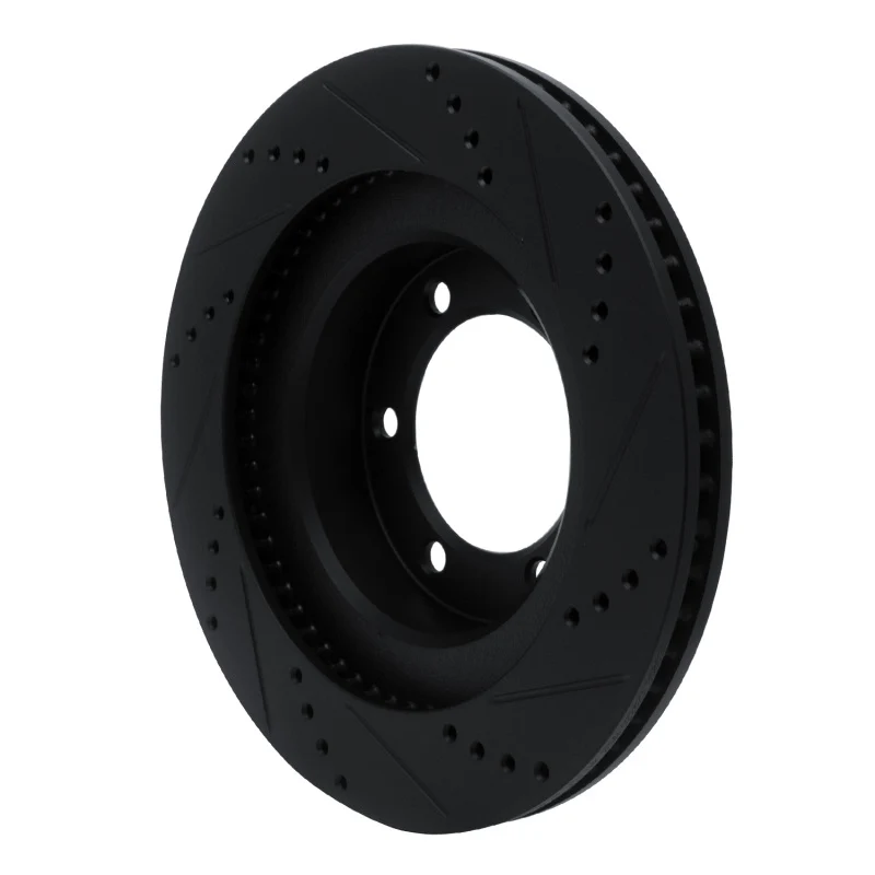 R1 03-09 Lexus GX470 Front Left Drilled & Slotted Black Brake Rotor