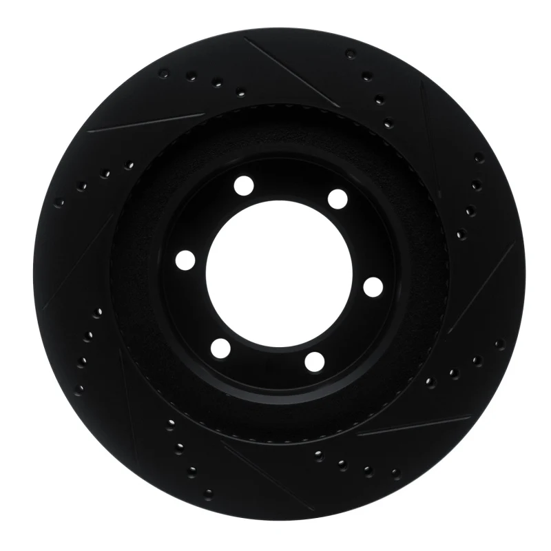 R1 03-09 Lexus GX470 Front Left Drilled & Slotted Black Brake Rotor