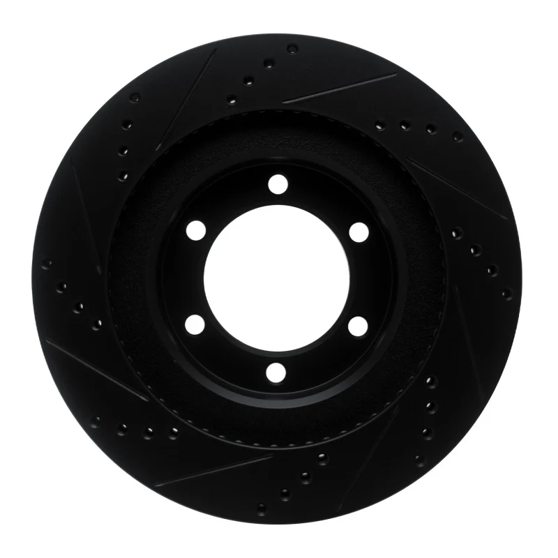 R1 03-09 Lexus GX470 Front Right Drilled & Slotted Black Brake Rotor