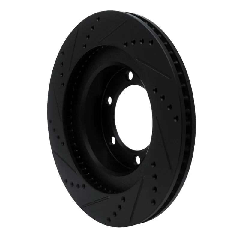 R1 03-09 Lexus GX470 Front Right Drilled & Slotted Black Brake Rotor