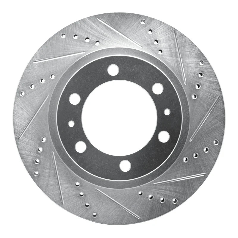 R1 03-23 Toyota FJ Cruiser Front Right Drilled & Slotted Silver Brake Rotor