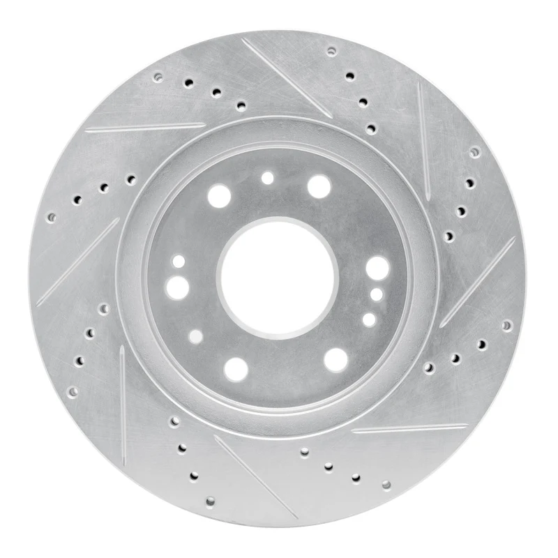 R1 05-19 Chevrolet Silverado 1500 Front Left Drilled & Slotted Silver Brake Rotor