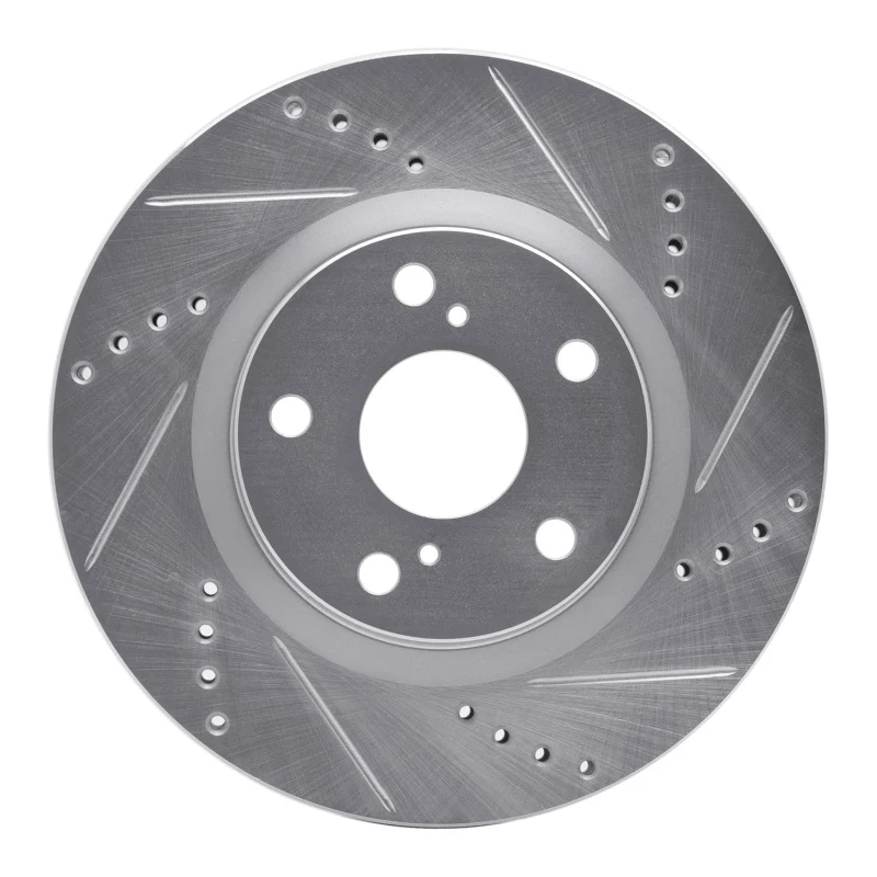 R1 06-20 Lexus ES350 Front Right Drilled & Slotted Silver Brake Rotor