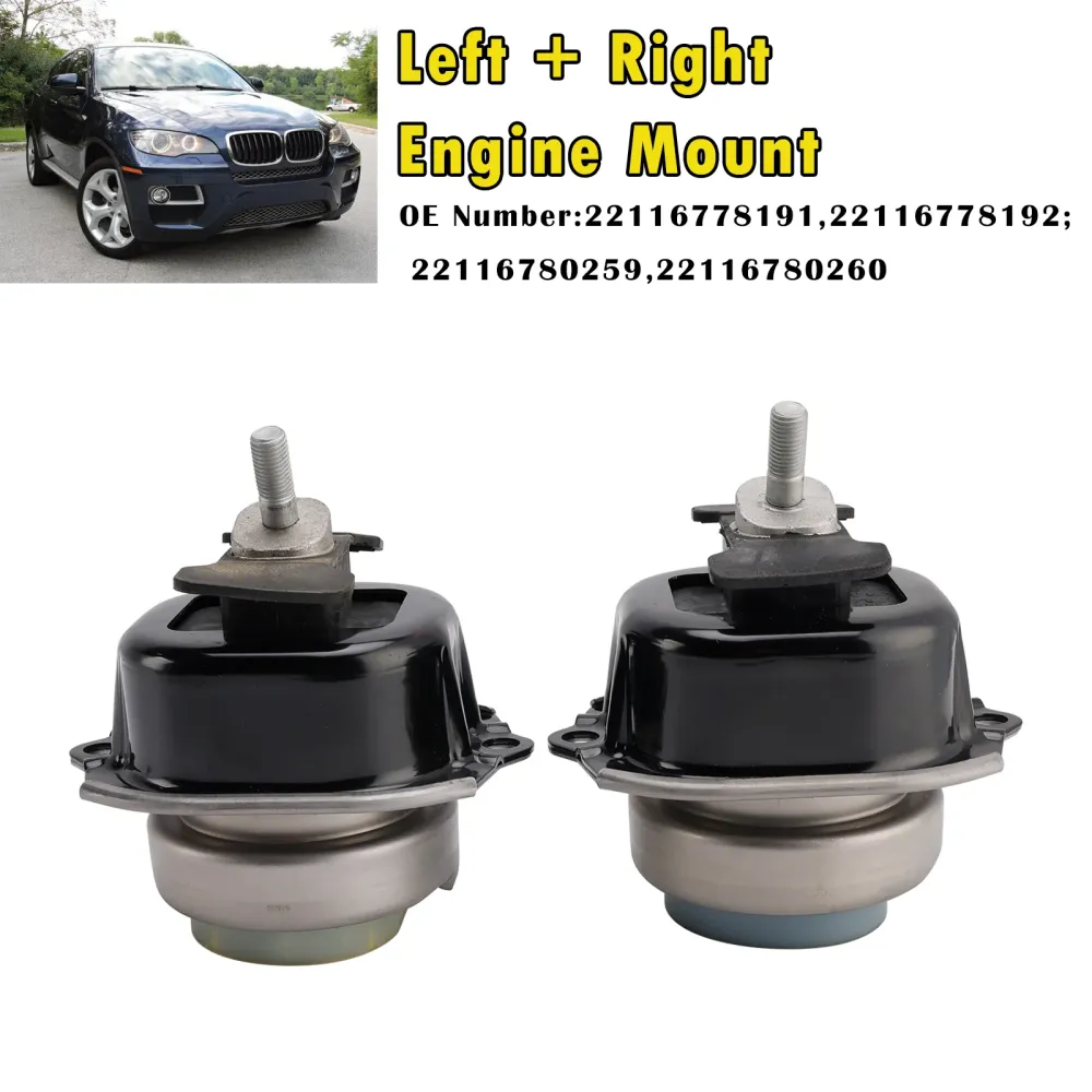 06/2007 -03/2010 BMW X6 (E71,E72) xDrive 35 i 5958 240 326 N54 B30 SUV Left + Right Engine Mount 22116778191