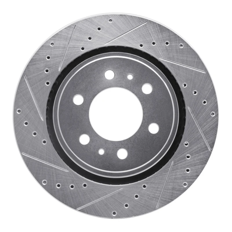 R1 07-21 Ford Expedition Front Left Drilled & Slotted Silver Brake Rotor
