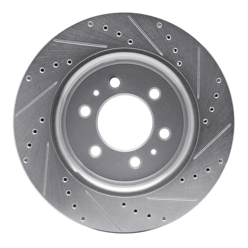 R1 07-21 Ford Expedition Front Left Drilled & Slotted Silver Brake Rotor