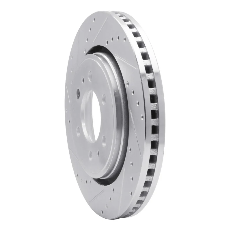 R1 07-21 Ford Expedition Front Left Drilled & Slotted Silver Brake Rotor
