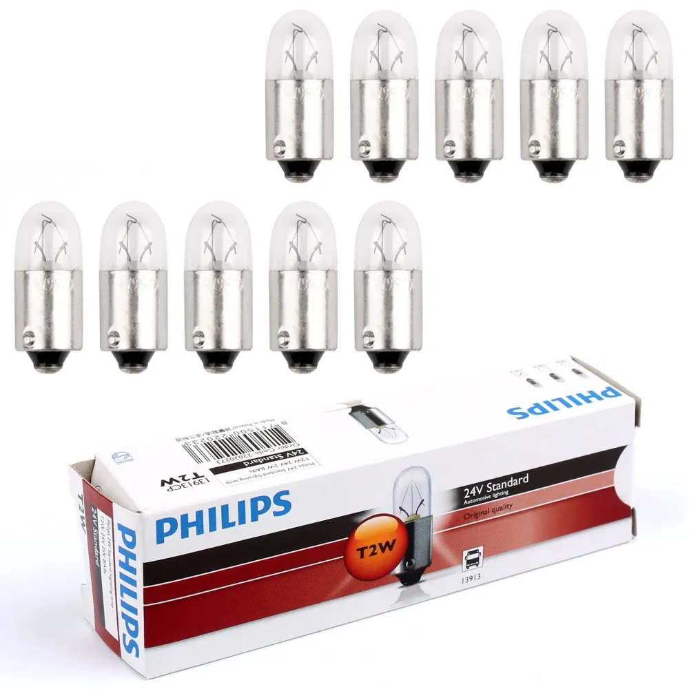 10pcs Philips 13913 24V2W T2W BA9S 3200K Standard signaleringslampepærer generisk