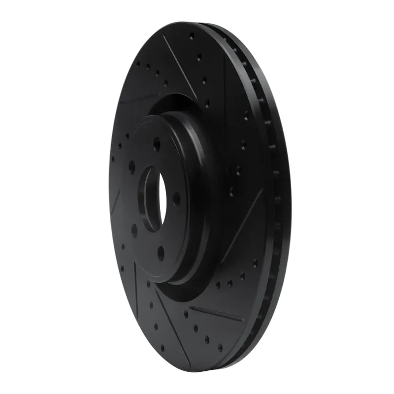R1 14-18 Ford Focus ST Front Right Drilled & Slotted Black Brake Rotor