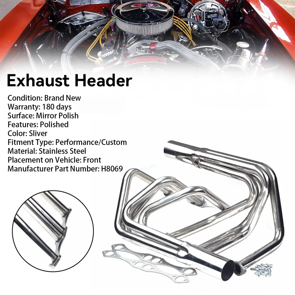 1-5/8" Manifoldmanifold i rustfritt stål passer til Chevy Small Block Roadster Sprint