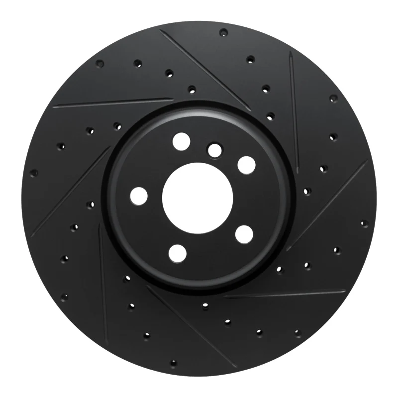 R1 16-25 BMW 330e Left Front Drilled & Slotted Black Brake Rotor