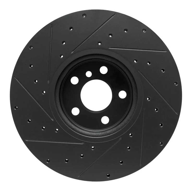 R1 16-25 BMW 330e Left Front Drilled & Slotted Black Brake Rotor