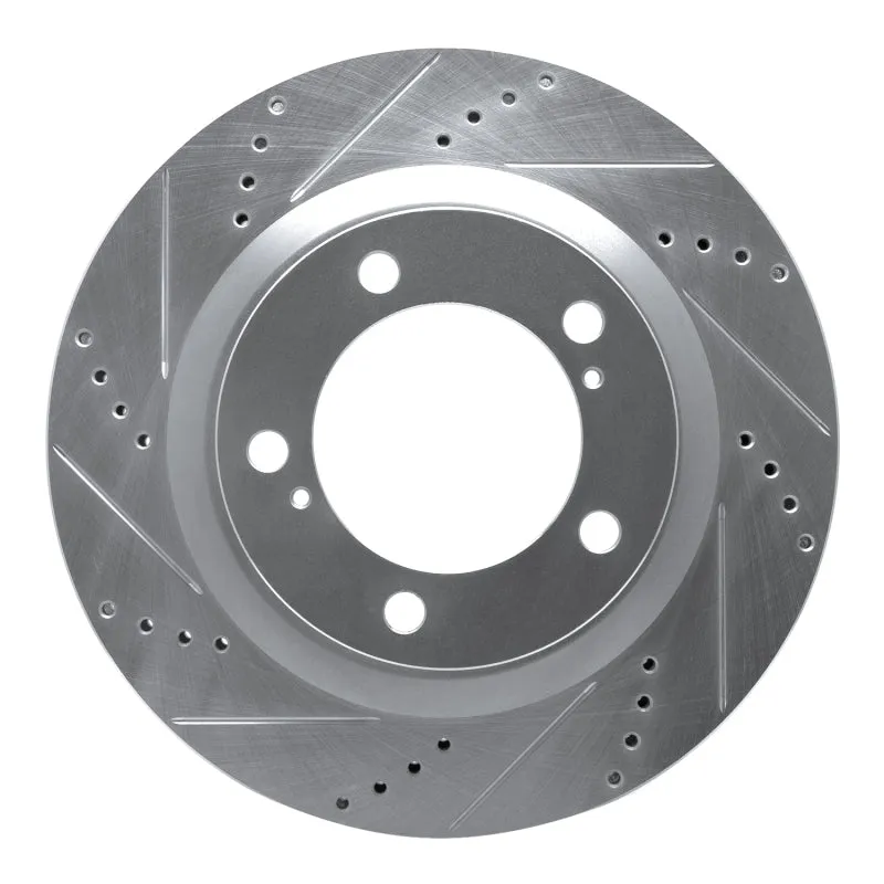 R1 17-21 Toyota Land Cruiser Front Left Drilled & Slotted Silver Brake Rotor