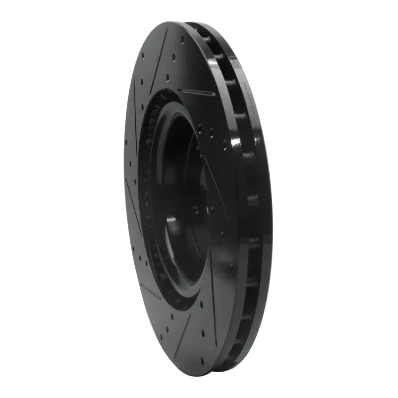 R1 18-22 Genesis G70 Front Right Drilled & Slotted Black Brake Rotor
