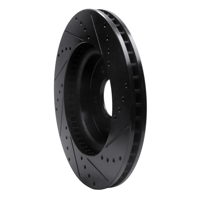 R1 18-23 Genesis G70 Front Left Drilled & Slotted Black Brake Rotor