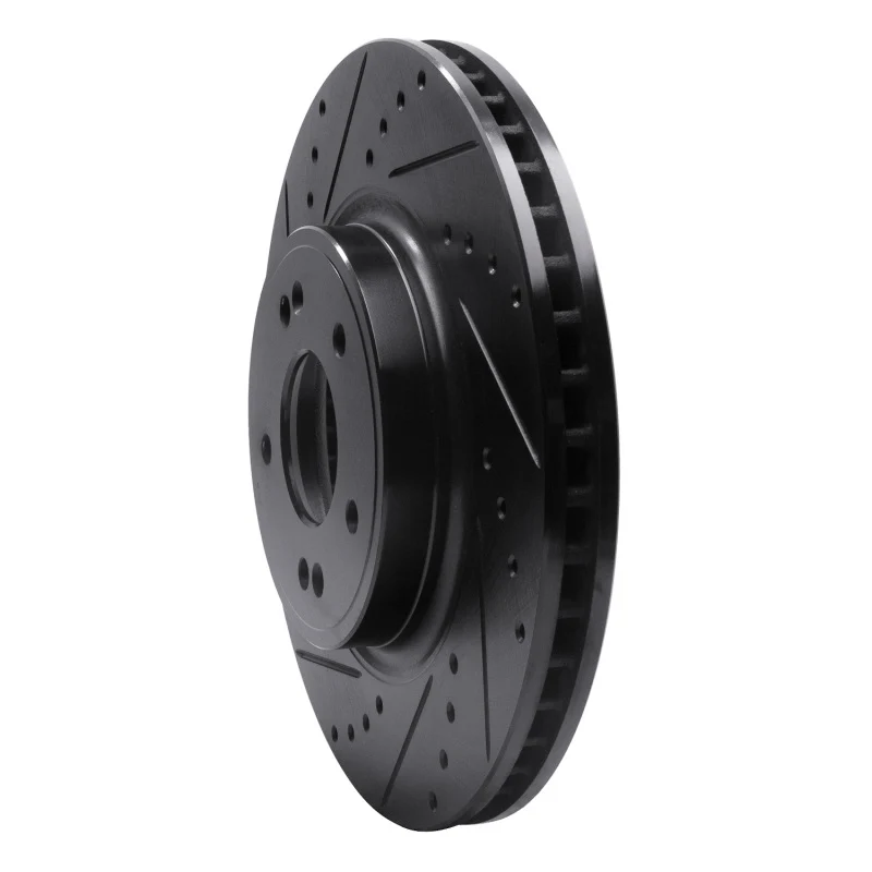 R1 18-23 Genesis G70 Front Left Drilled & Slotted Black Brake Rotor